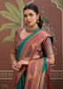 Sea Blue Woven Tussar Silk Saree