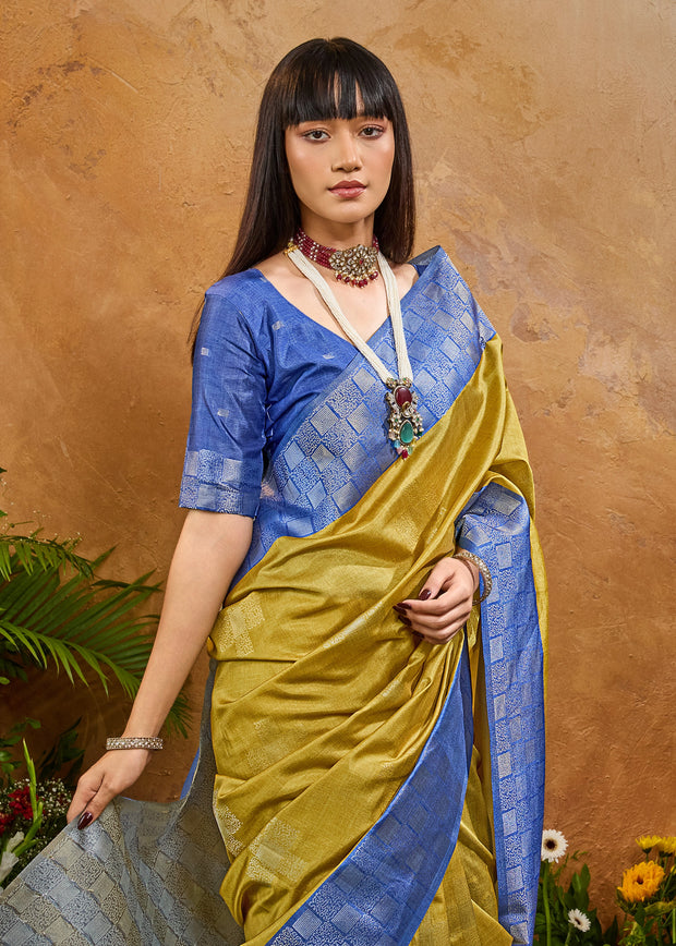 Henna Green Woven Cotton Silk Saree
