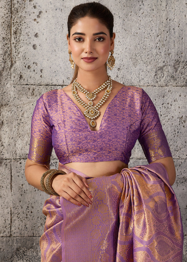 Purple Woven Kanjivaram Silk Saree