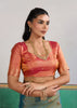 Canton Green Woven Silk Saree With Contrast Blouse