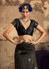 Jet Black Woven silk saree