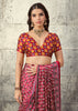 Red Printed Satin Silk Saree