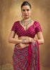 Beet Red Printed Satin Silk Saree