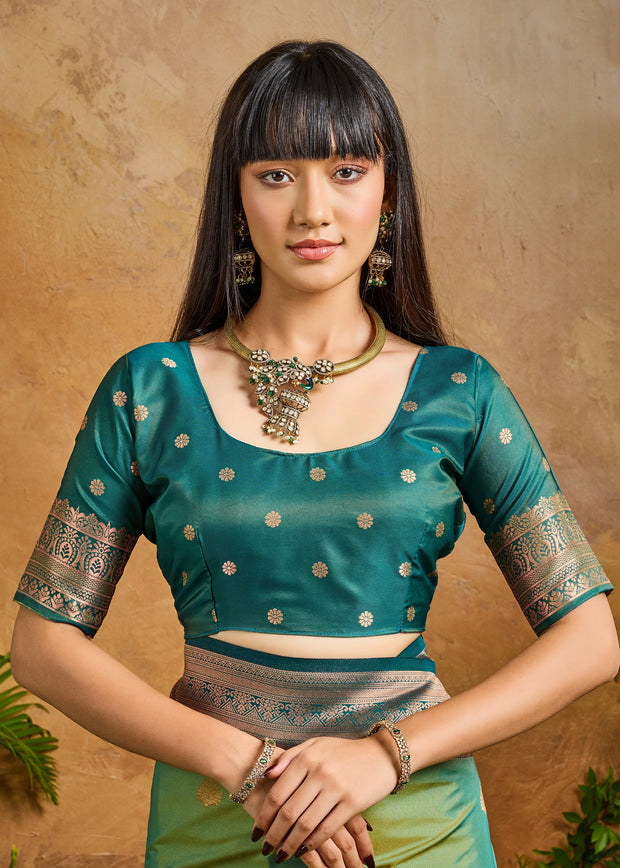 Fair Green Woven Banarasi Silk Saree