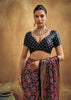 Black Printed Satin Silk Saree