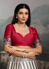 Red And White Printed Satin Silk Saree