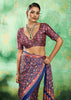 Blue Printed Satin Silk Saree