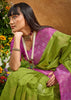 Grass Green Woven Cotton Silk Saree