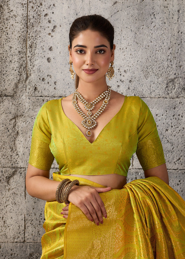 Yellow Woven Kanjivaram Silk Saree