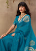 Swedish Blue Woven Soft Silk Saree