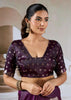 Wine Purple Banarasi Satin Silk Saree
