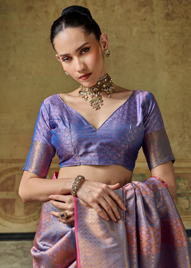 Purple Woven Banarasi Silk Saree