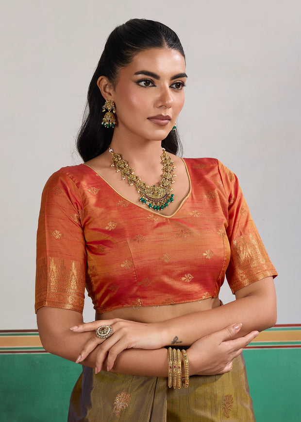 Herbal Green Woven Tussar Silk Saree
