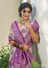 White And Purple Woven Banarasi Silk Saree