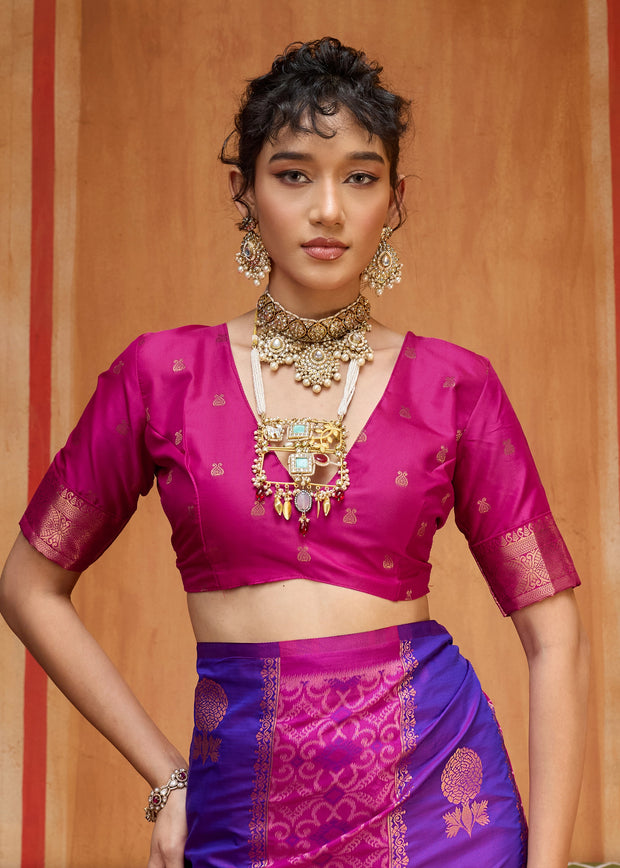 Shades Of Purple Woven Banarasi Silk Saree