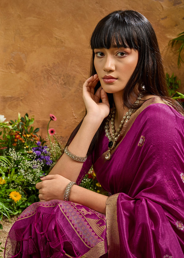 Royal Magenta Woven Banarasi Silk Saree