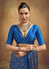 Parisian Blue Printed Satin Silk Saree