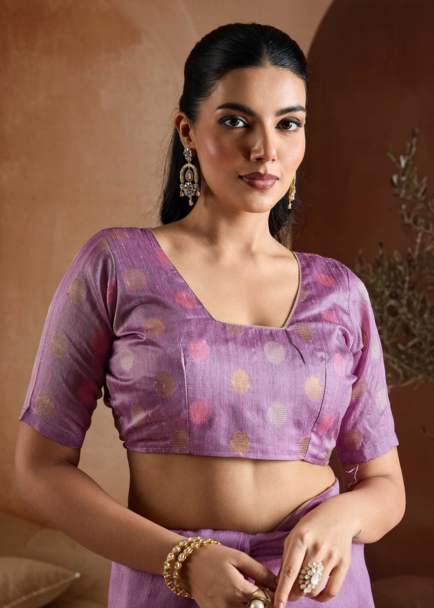 Tulip Purple Woven Banarasi Silk Saree