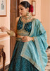 Coral Blue Tissue Silk Embroidered Lehenga