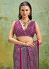 Plum Purple Printed Satin Silk Saree