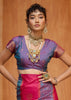 Pink Blue Woven Banarasi Silk Saree