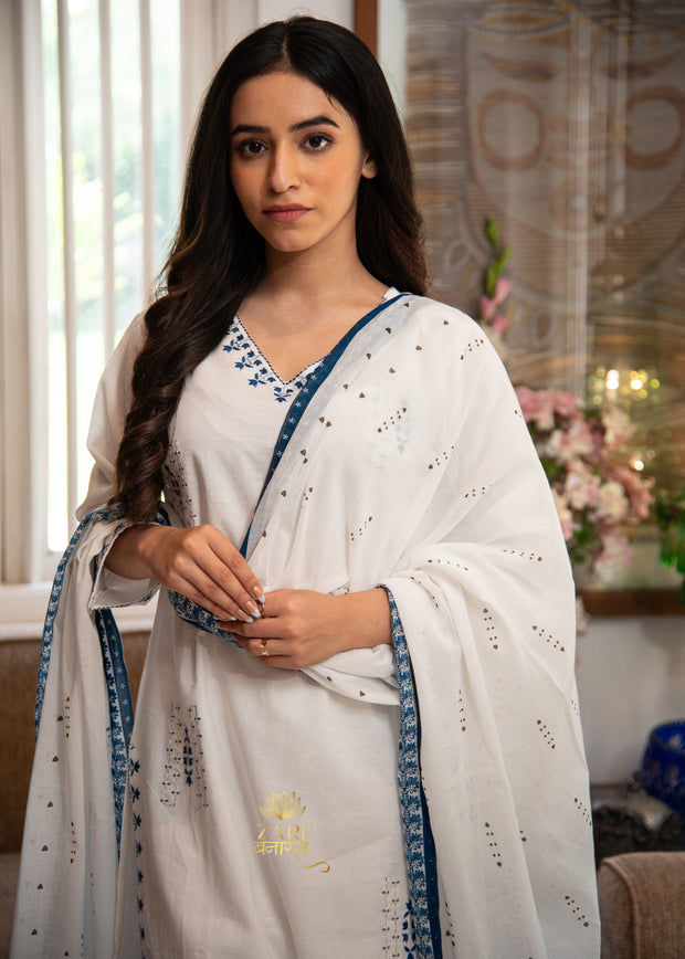 Ivory Azure Sprig Silk Suit Set (10702701428929)
