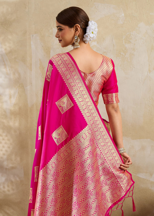 Princess Pink Woven Banarasi Silk Saree