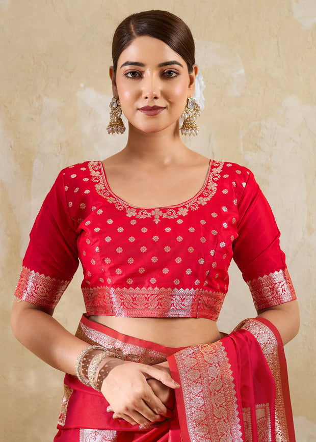 Bridal Red Woven Banarasi Silk Saree