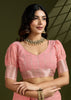 Amber Peach Woven Soft Silk Saree