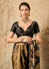 Cinnamon Brown Printed Satin Silk Saree