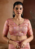 Peach Pink Woven Banarasi Silk Saree
