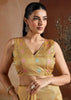Golden Beige Woven Banarasi Silk Saree