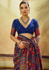 Navy Blue Woven Cotton Kashmiri Jamewar Saree