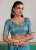 Heritage Blue Woven Satin Silk Saree