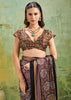Black Printed Satin Silk Saree
