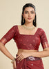 Deep Maroon Woven Bronze Zari Paithani Silk Saree