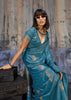 Dusky Blue Woven Banarasi Satin Silk Saree