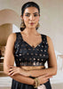 Jet Black Banarasi Satin Silk Saree