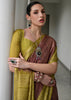 Dusty Mauve & Yellow Printed Tussar SIlk Saree