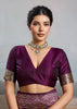Plum Purple Woven Banarasi Silk Saree