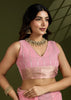 Blossom Pink Woven Soft Silk Saree