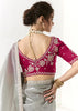 Silver Grey Designer Organza Tissue Silk Saree