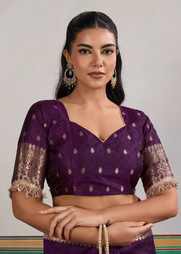 Royal Purple Woven Banarasi Satin Silk Saree