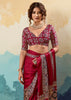 Maroon Printed Satin Silk Saree