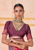 Raspberry Pink Dual Tone Bronze Zari Woven Banarasi Silk Saree