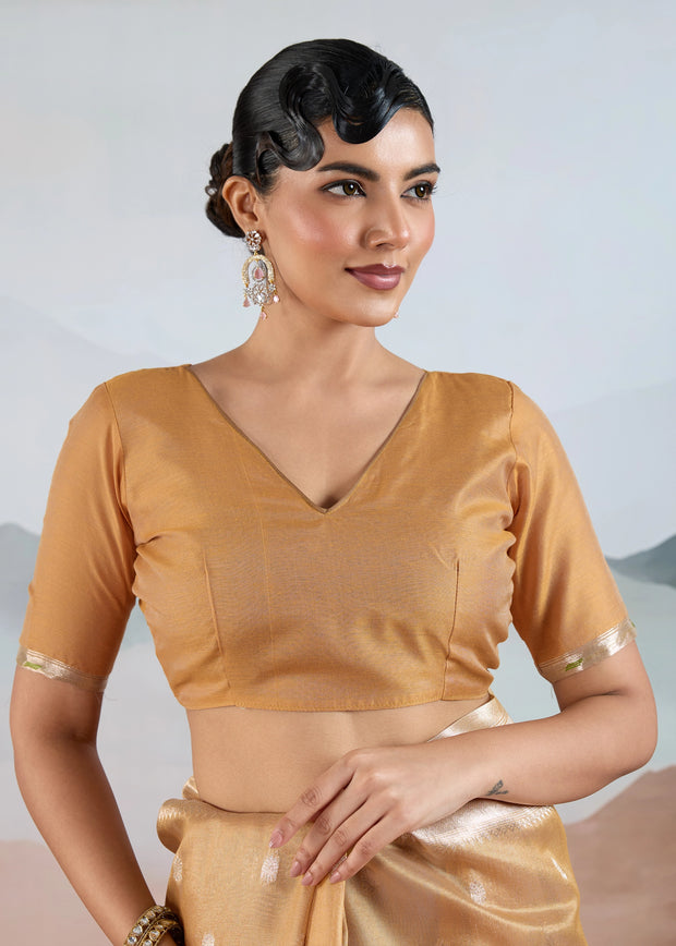 Marigold Yellow Woven Banarasi Tissue Silk Saree