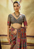 Fossil Grey Woven Cotton Kashmiri Jamewar Saree