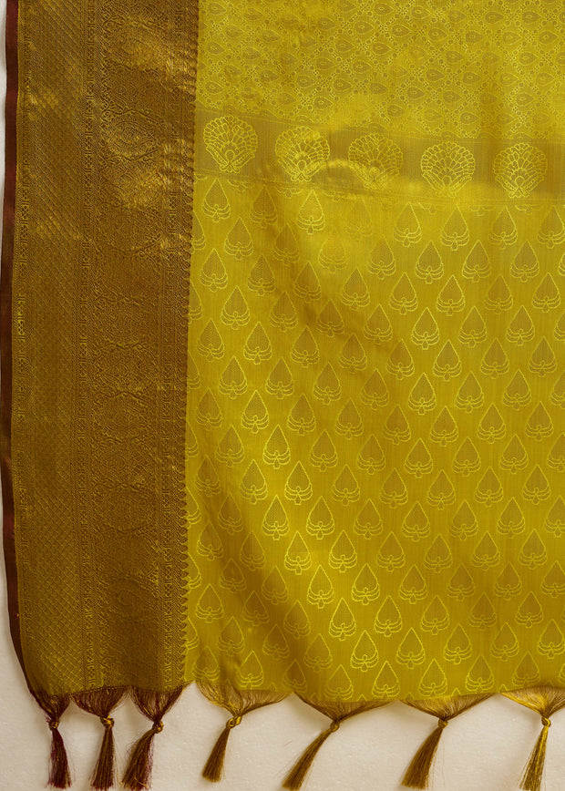 Apple Green Woven Kanjivaram Silk Saree