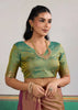 Almond Brown Woven Silk Saree With Contrast Blouse