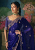 Royal Blue Embroidered Designer Saree